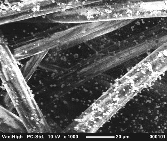 Beading on a nanofiber filter