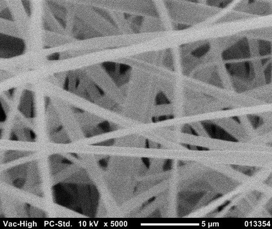 Close-up view of a nanofiber filter