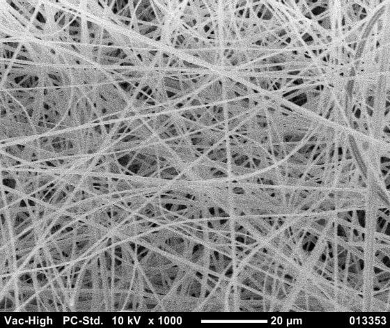 Close-up of a nanofibre filter