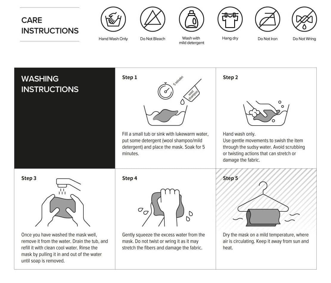 Naroo Mask Washing Instructions