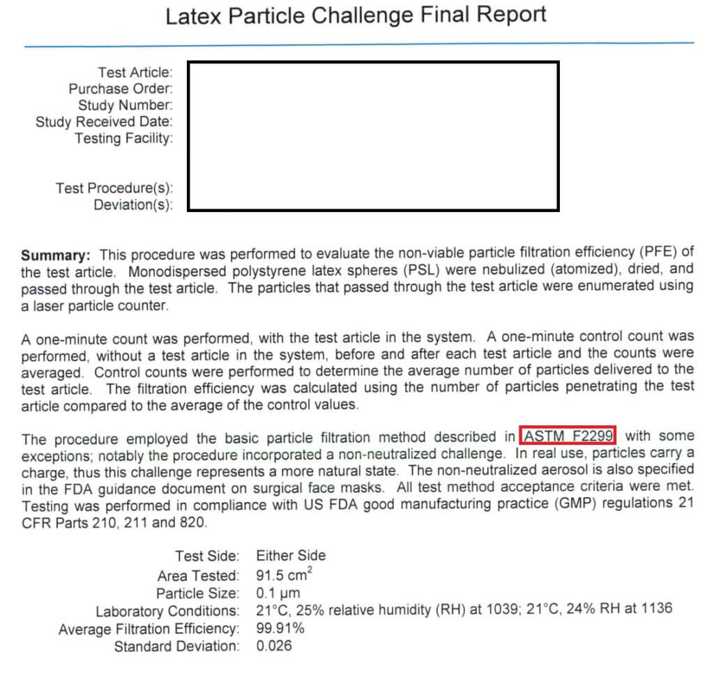 Particle Filtration Efficiency (Pfe), Bacterial Filtration Efficiency (Bfe) And Viral Filtration Efficiency (Vfe) - Everything You Need To Know 1 Lab PFE Test Report