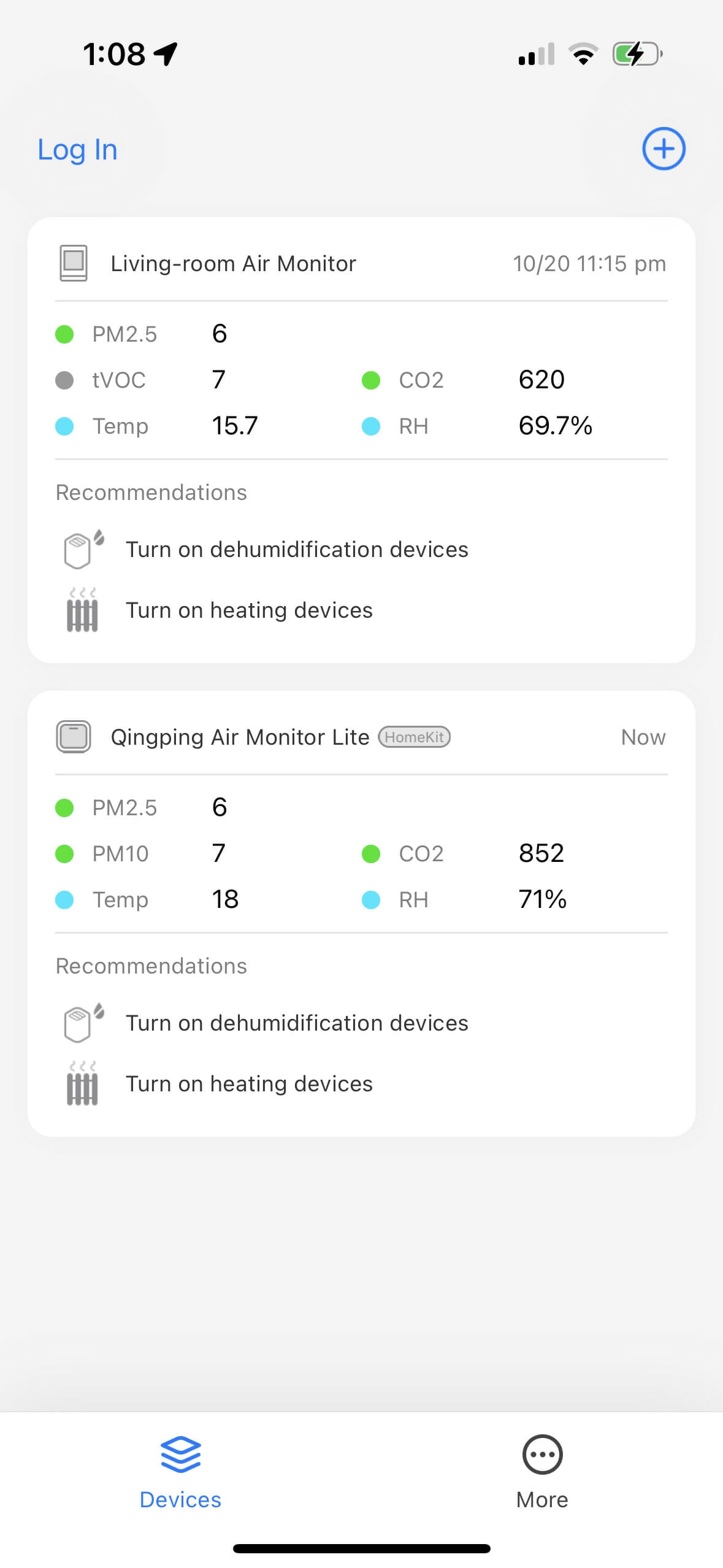 Qingping App Homescreen