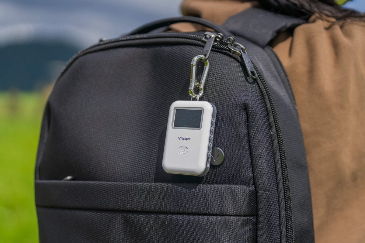 Vitalight CO2 Portable CO2 Monitor on Backpack