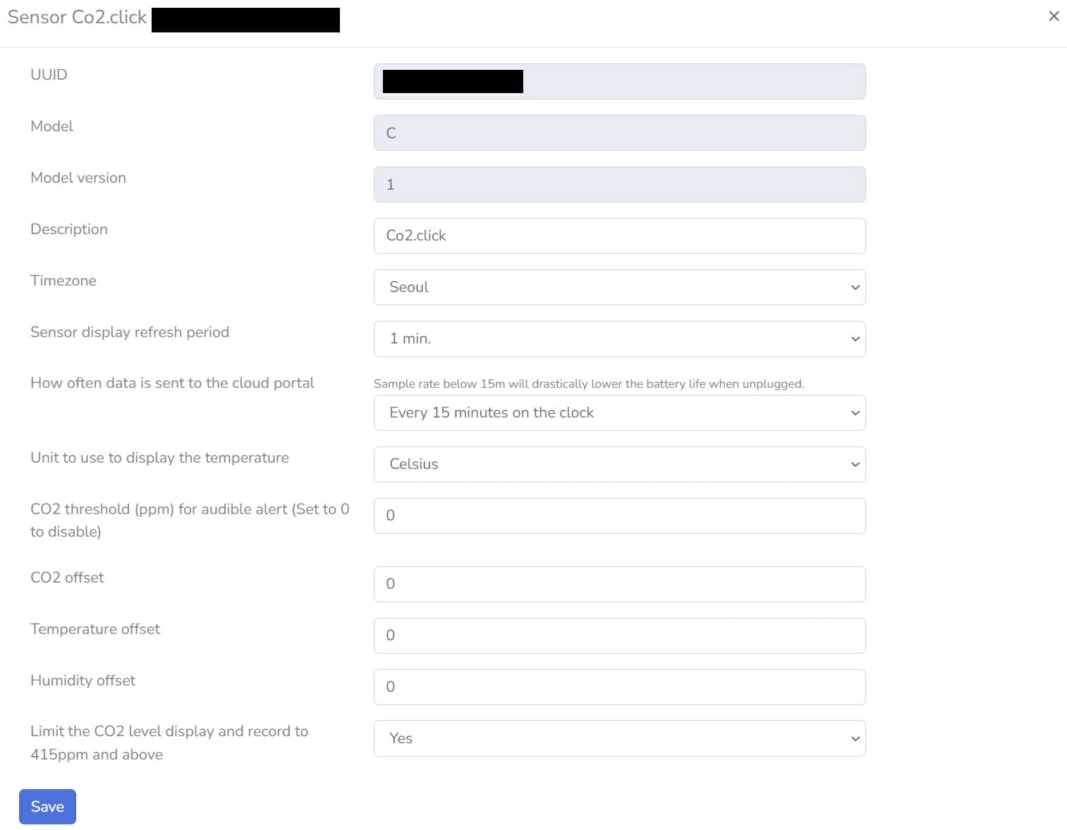 Co2.Click Online Settings