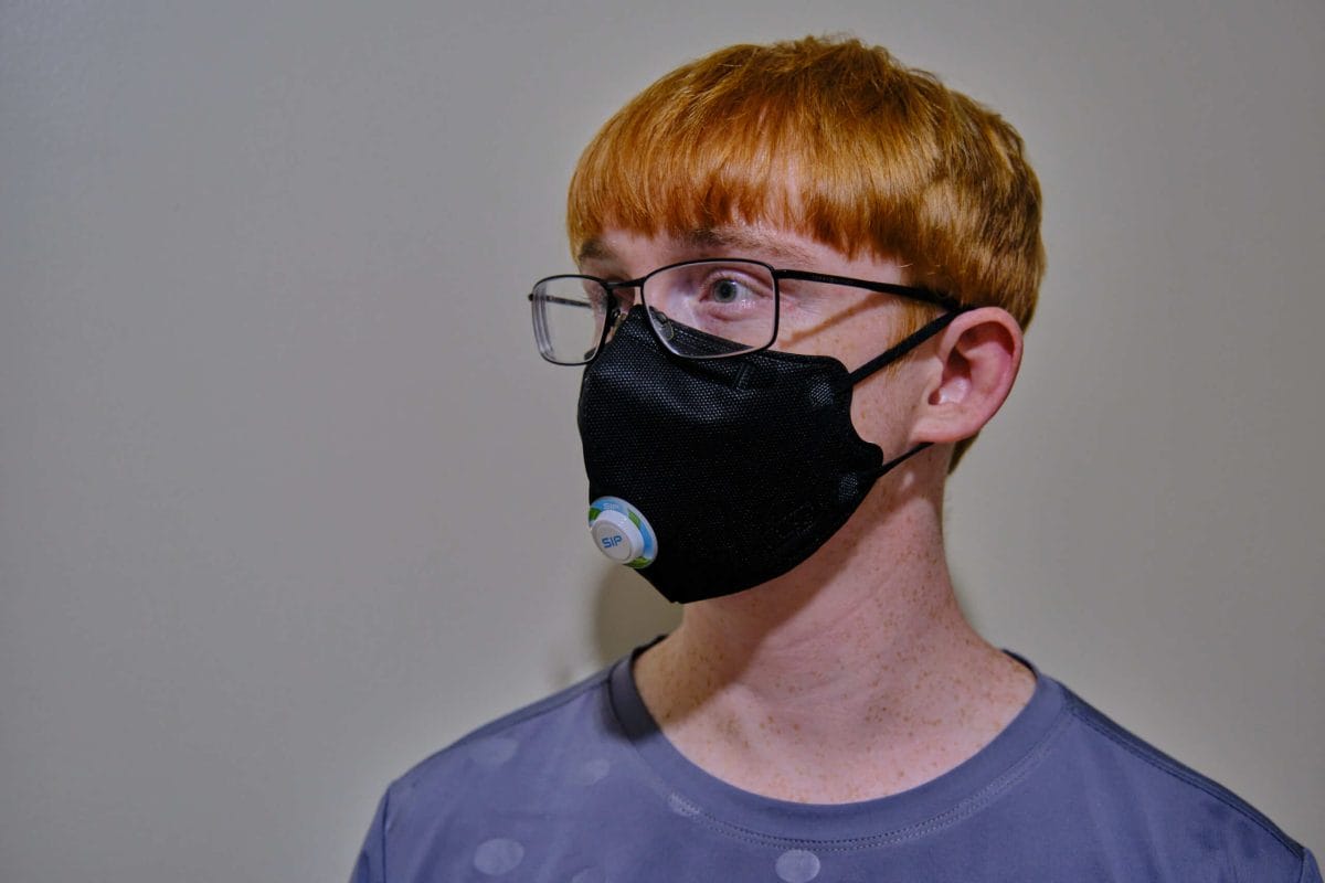 SIP Valve on black mask