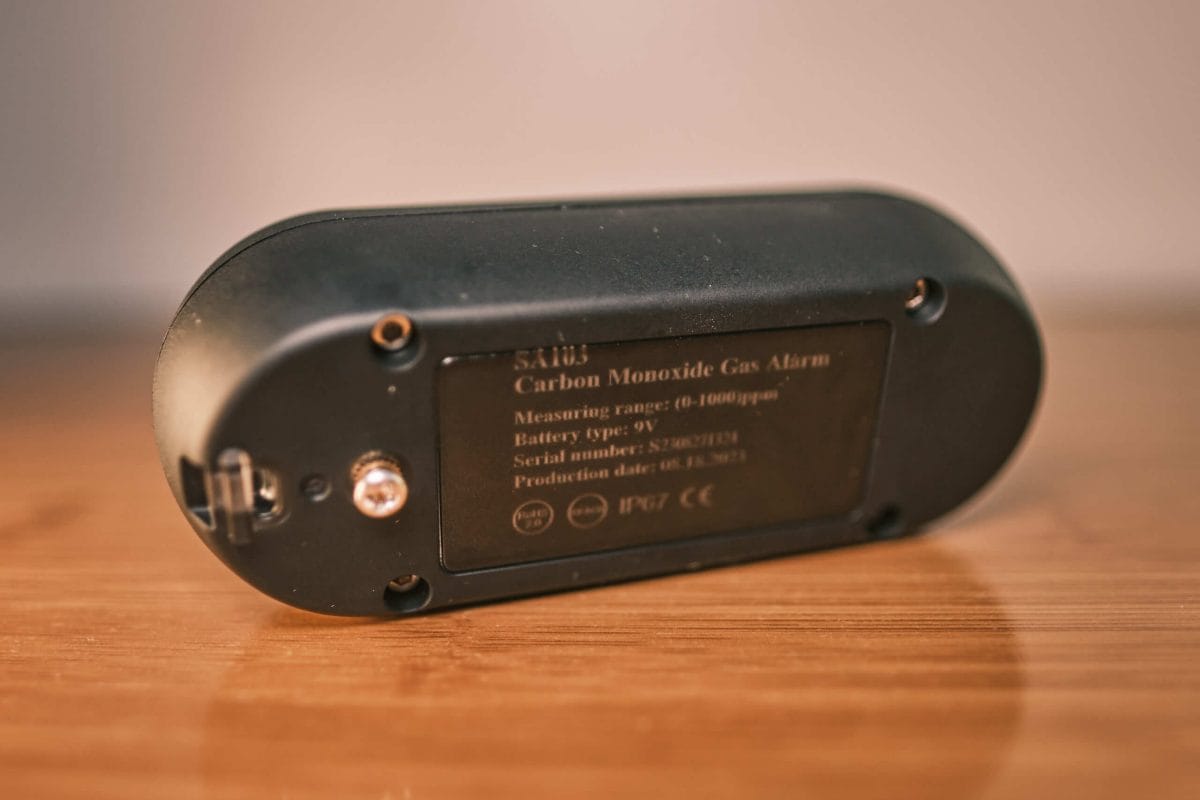 Portable Carbon Monoxide Detector Back