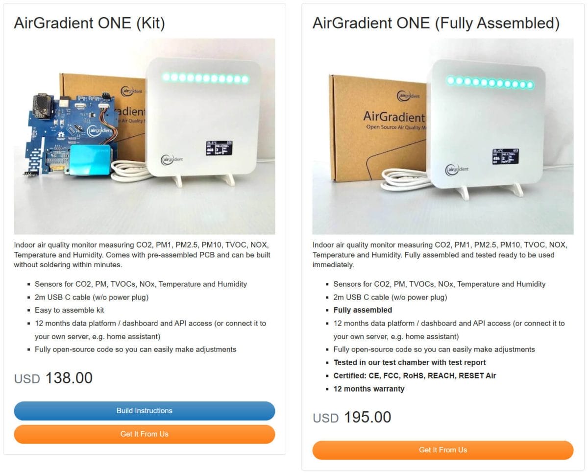 AirGradient ONE DIY vs fully assembled price