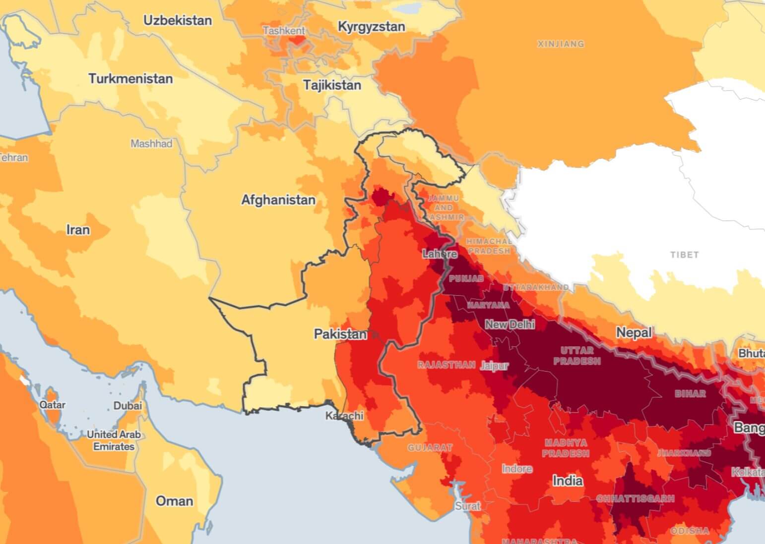 Northern India and pakistan Air Pollution