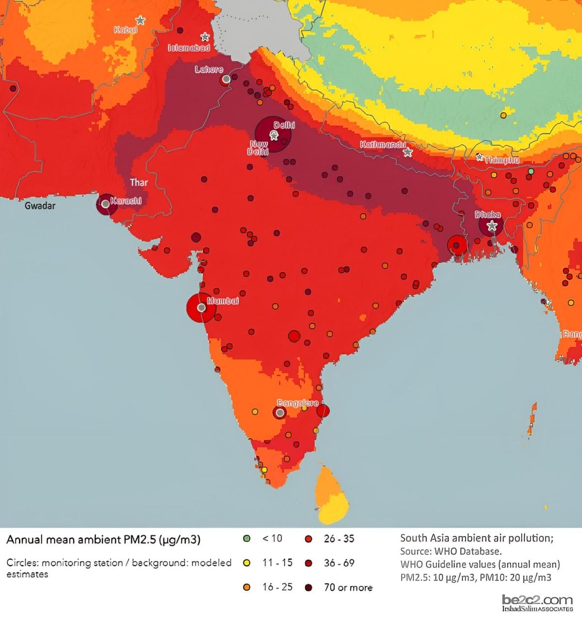 South Asia Air Pollution Map