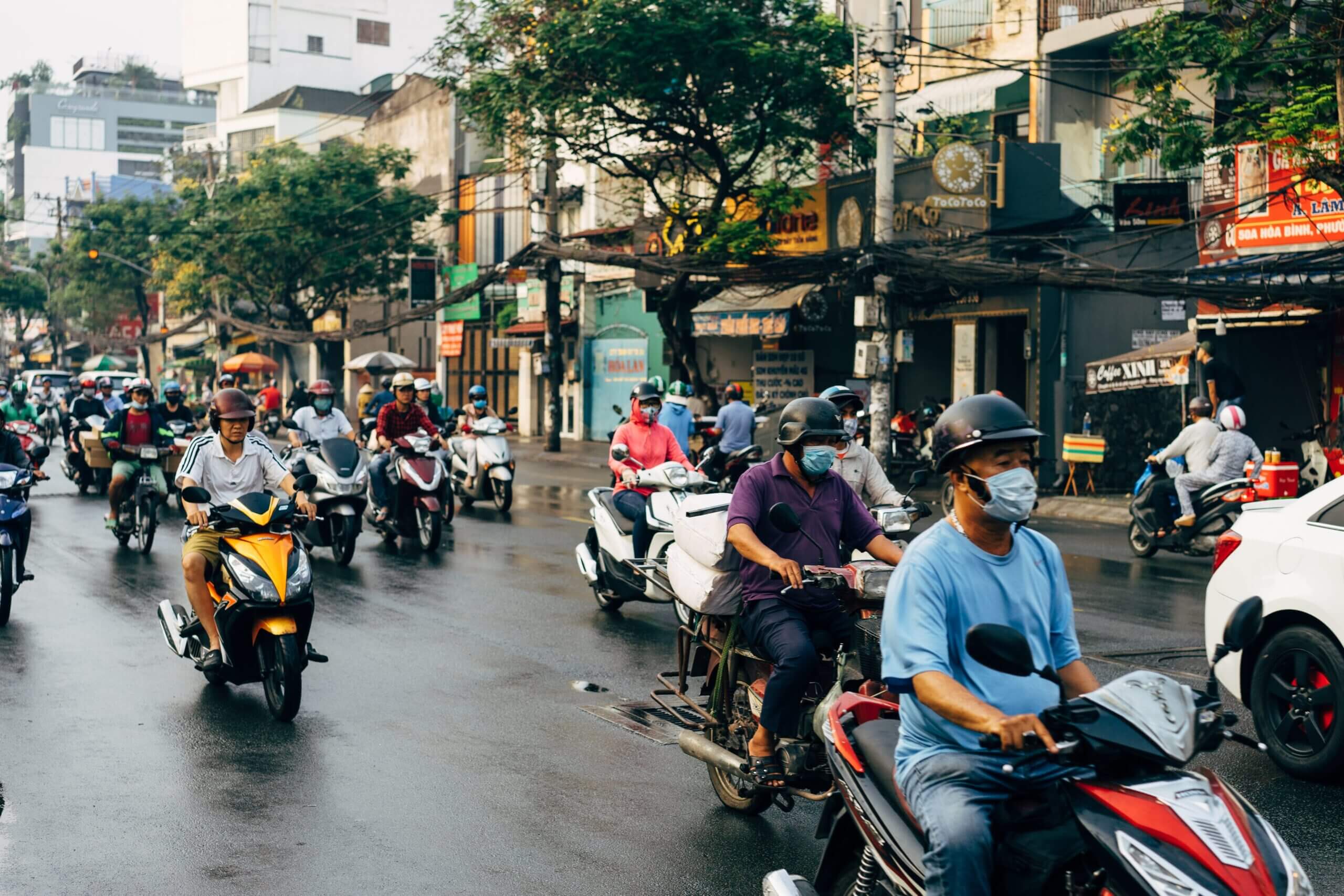 Traffic in Vietnam Causing Air Pollution