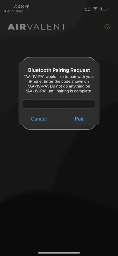 AirValent Bluetooth Pairing 1