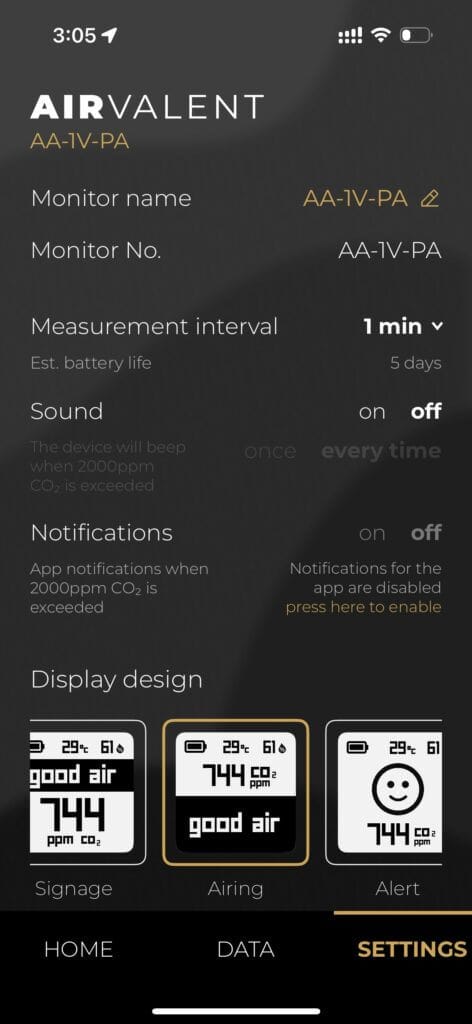 AirValent Settings 1