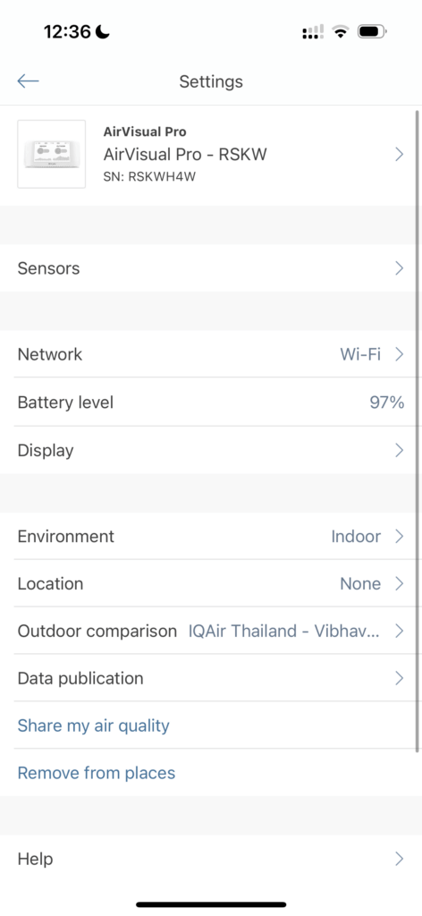 AirVisual Pro Settings