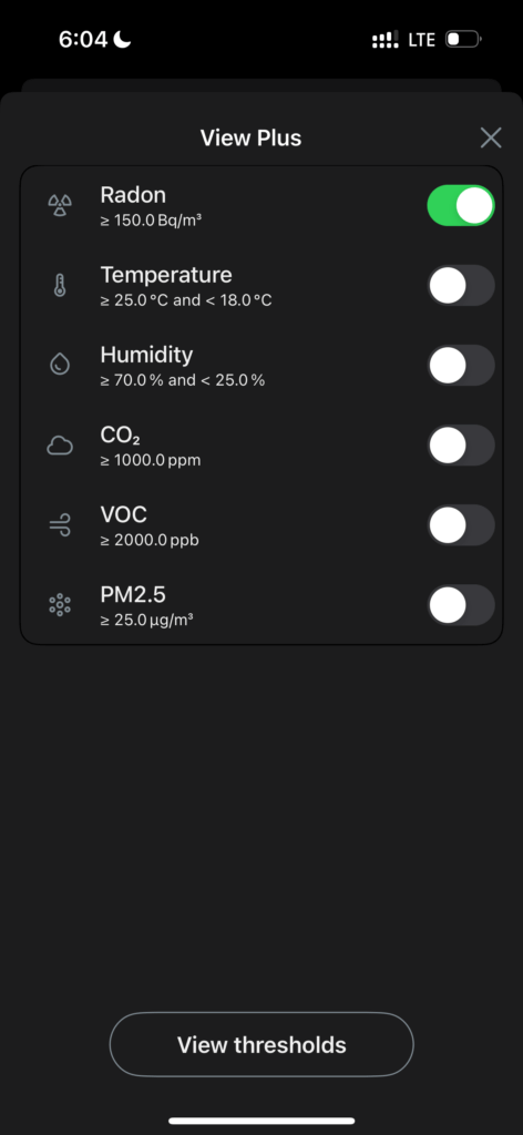 Airthings app notifications