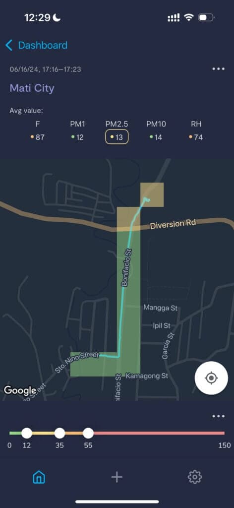 AirBeam 3 App Map