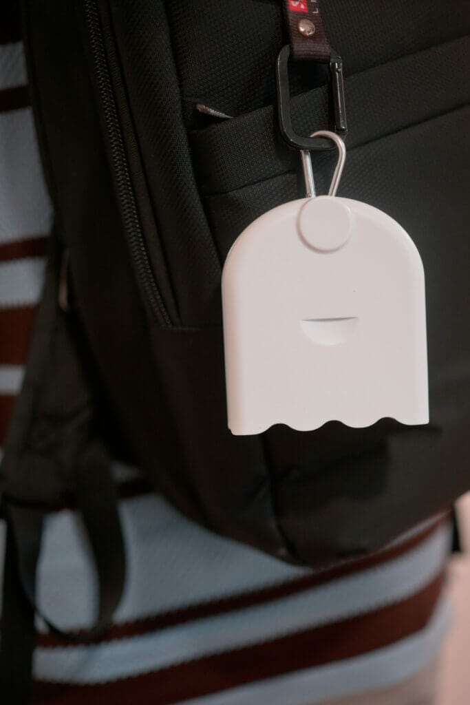 AirBeam 3 Carabiner Portable Air Quality Monitor on Bag