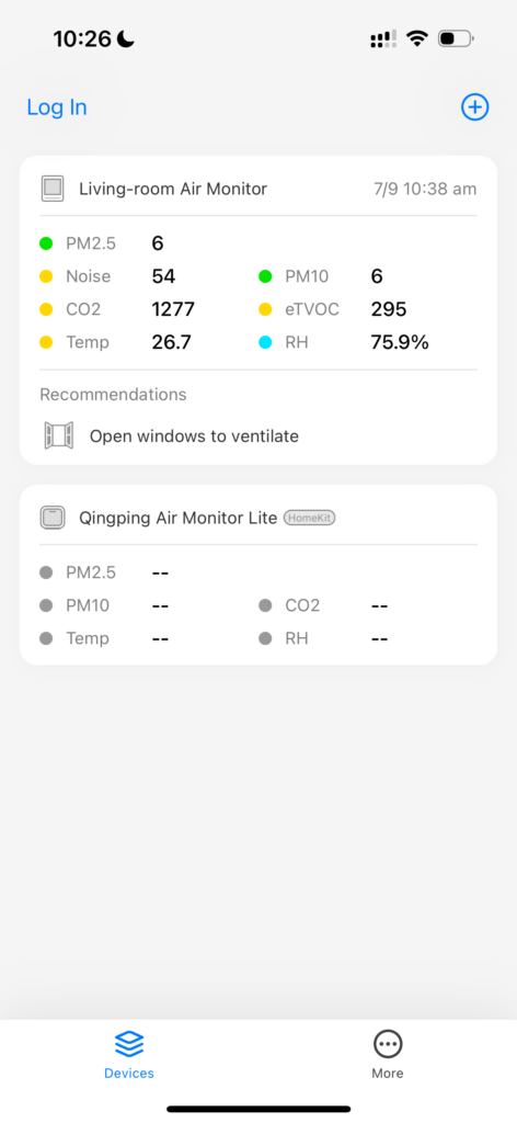 Qingping App Homescreen