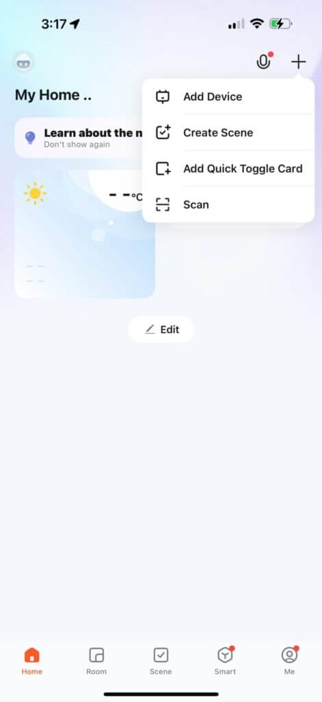 Tuya Home Screen 1