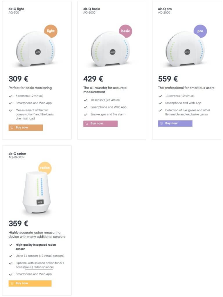 Air Q Variants Pricing