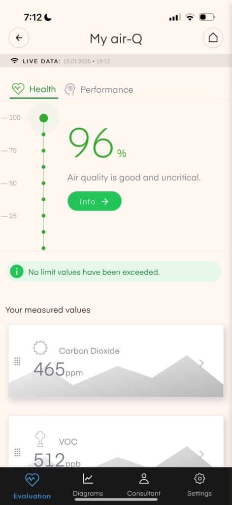 Air-Q Review - The Most Comprehensive Air Quality Monitor 18 Health Score Screen 1