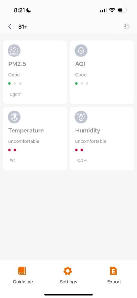Temtop Home Screen