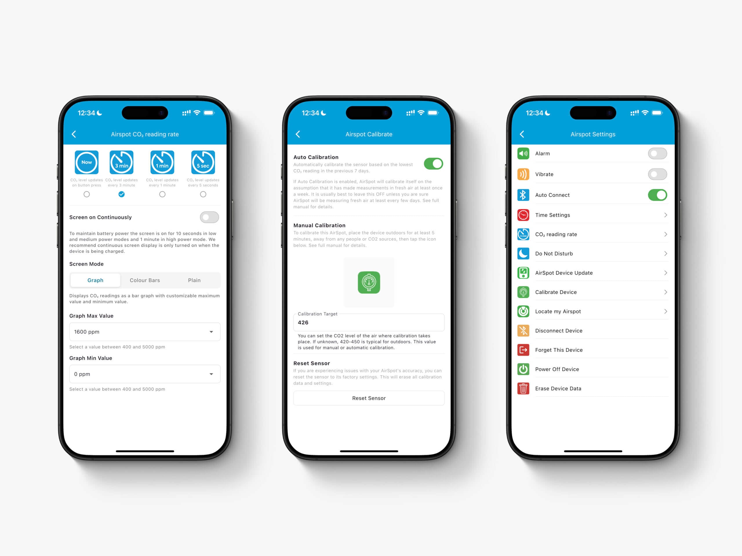 Airspothealth App Settings