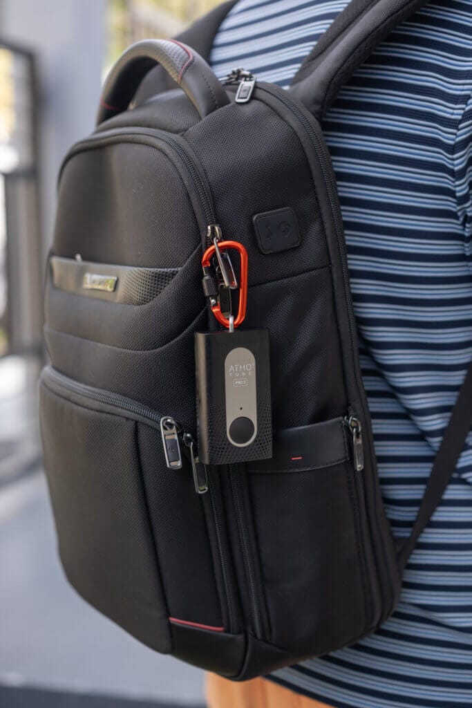 Atmotube Pro 2 on Backpack