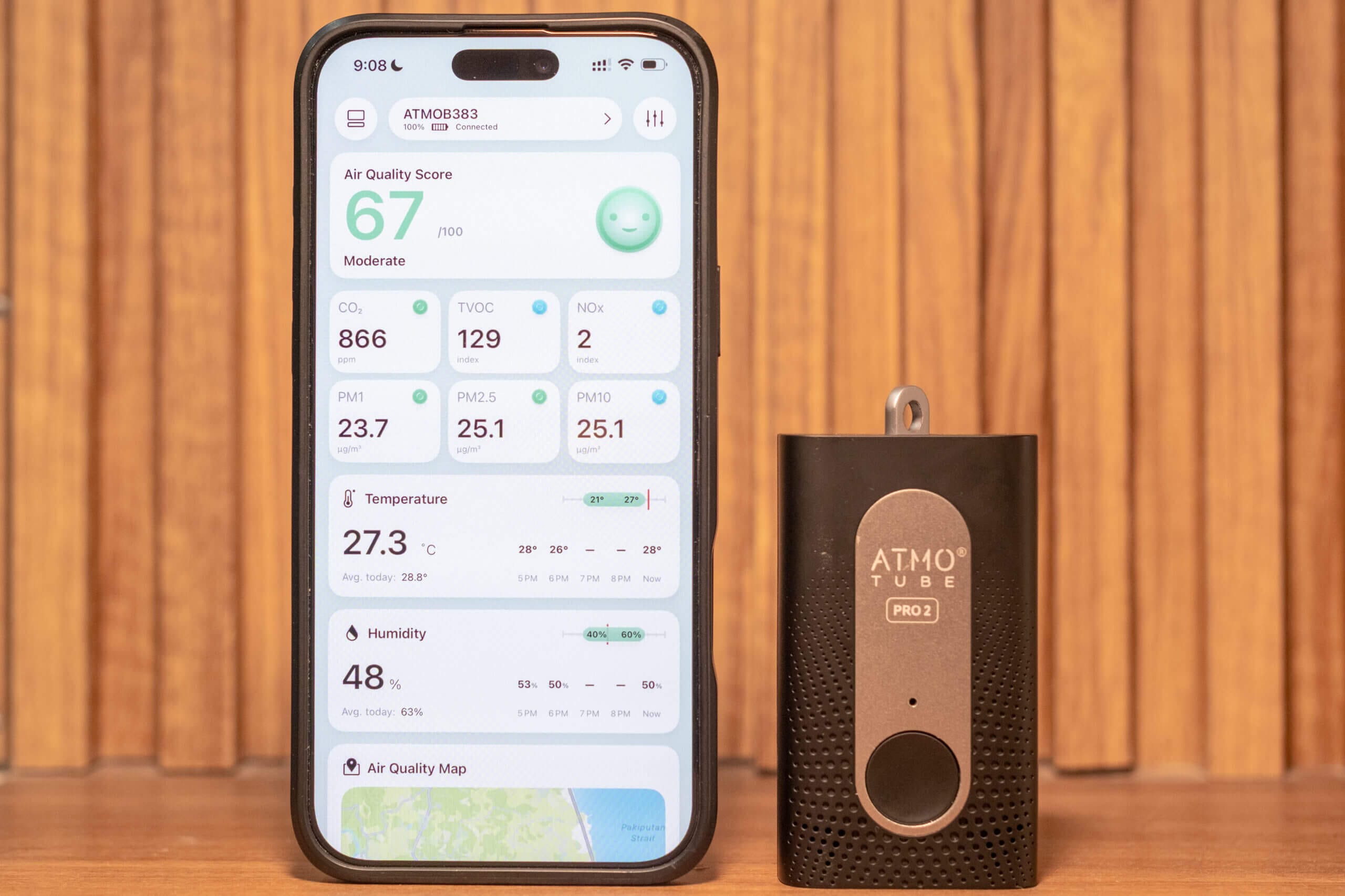 Atmotube Pro 2 with Phone